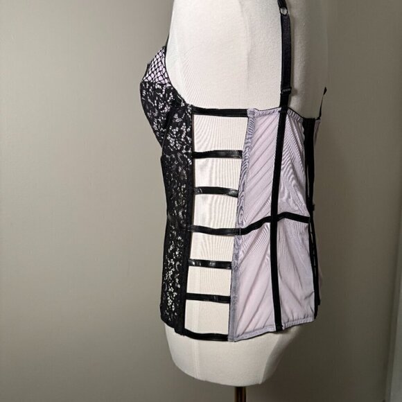 Victoria's Secret Women's Black Caged Lace & Mesh Corset Bustier 36C goth fairy - Picture 4 of 6